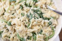 Bright Orzo with Creamy Goat Cheese and Arugula