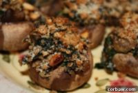 Gourmet Spinach and Toasted Pine Nut Stuffed Mushroom Caps