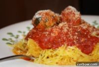 Turkey Spinach Meatballs Over Spaghetti Squash
