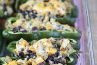 5 Ingredient Turkey Black Bean Stuffed Poblanos