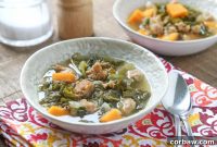 Comforting Italian Sausage, Kale & Sweet Potato Slow Cooker Soup
