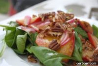 Vibrant Stone Fruit Spinach Salad with Maple Pecan Crunch