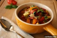 Fresh Summer Vegetable Soup with Pesto