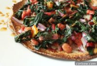 Personal Rainbow Chard Tortilla Pizza