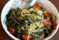 Vibrant Quinoa Spaghetti with Garlic-Kissed Greens and Burst Tomatoes