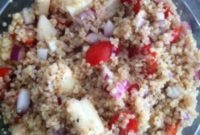 Vibrant Quinoa Salad: Toasted Garlic, Creamy Goat Cheese & Tropical Palm Hearts
