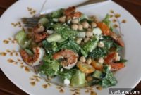 Bush’s Mediterranean Caesar with Lemon-Pepper Shrimp & Chickpeas