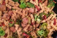 Zombie Mom’s Power Up Pasta: Whole Wheat, Italian Chicken Sausage, Broccoli & Sun-Dried Tomatoes