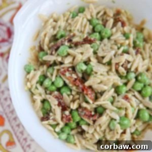 Whole Wheat Orzo with Pesto and Peas