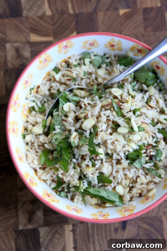 Nutty Herbed Brown Rice 2 Toasted Almond Herbed Brown Rice | Aggie's Kitchen #ThinkFisher