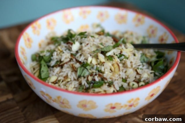 Nutty Herbed Brown Rice 5 Toasted Almond Herbed Brown Rice | Aggie's Kitchen #ThinkFisher