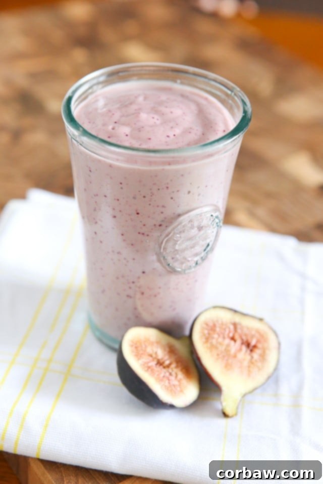 Fig & Greek Yogurt Bliss 2 Got figs? Throw them into the blender with Greek yogurt to make this tasty Fresh Fig Greek Yogurt smoothie!