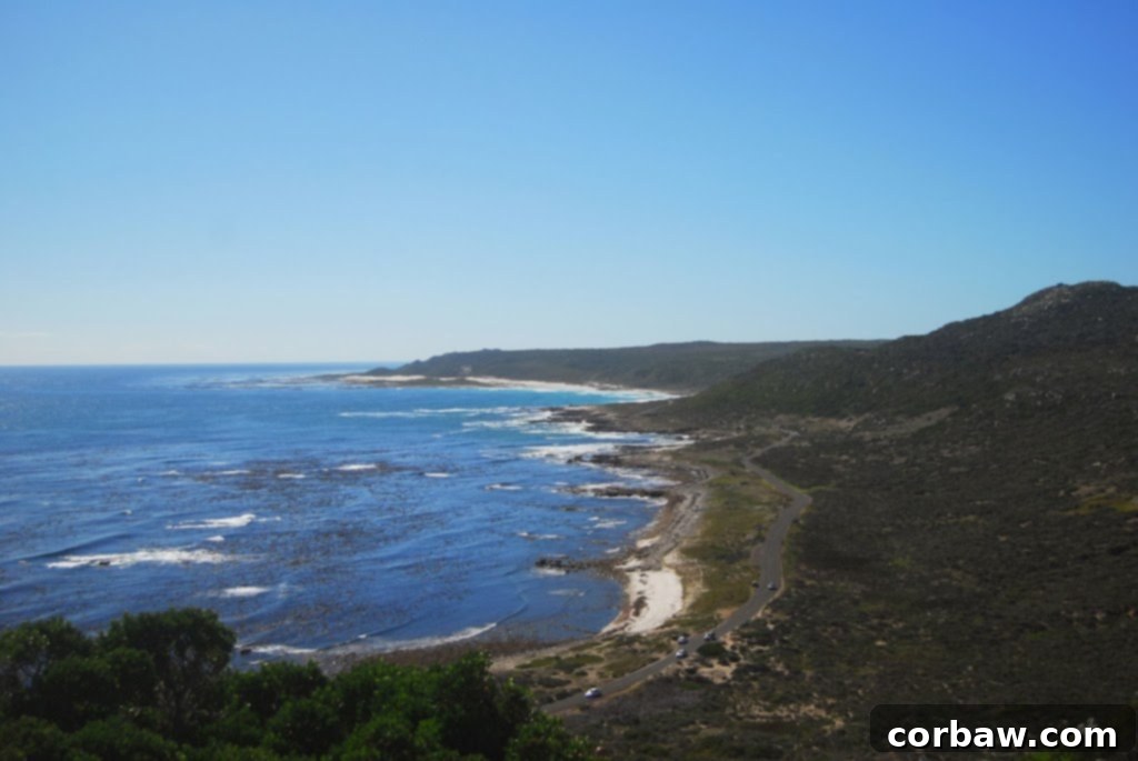 The historic lighthouse at the Cape of Good Hope, standing proudly against the ocean backdrop.