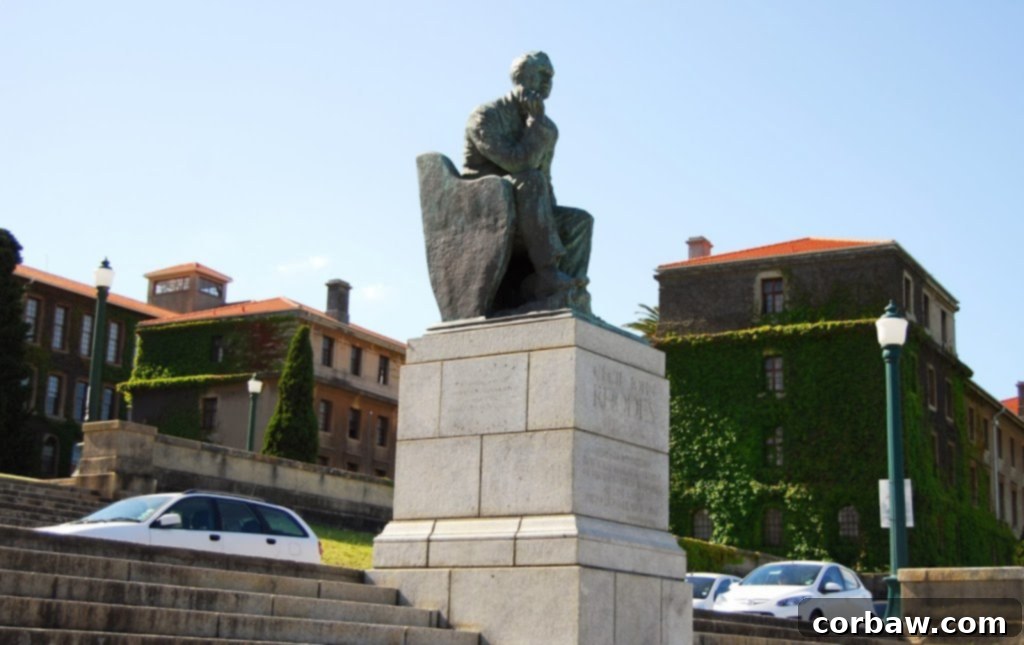The Academic Landmark of Cape Town 5 Statue honoring Cecil Rhodes on the UCT campus grounds