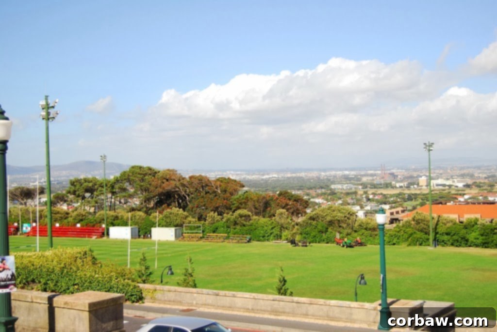 The Academic Landmark of Cape Town 9 Panoramic view from UCT's Upper Campus, overlooking rugby fields and Cape Town city
