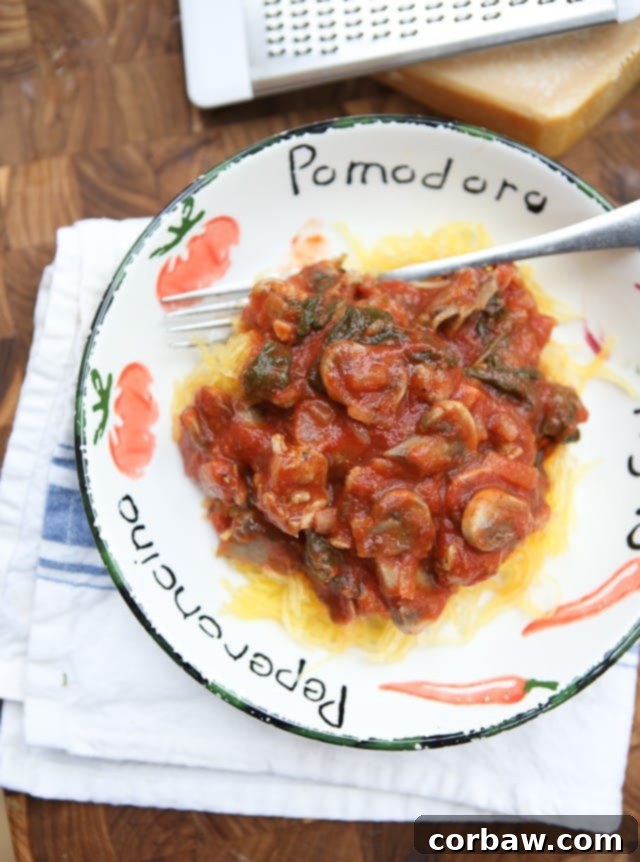 Spaghetti Squash with Sausage and Mushroom Bolognese This Spaghetti Squash with Sausage and Mushroom Bolognese is a hearty low carb meal full of flavor! One of my favorites.