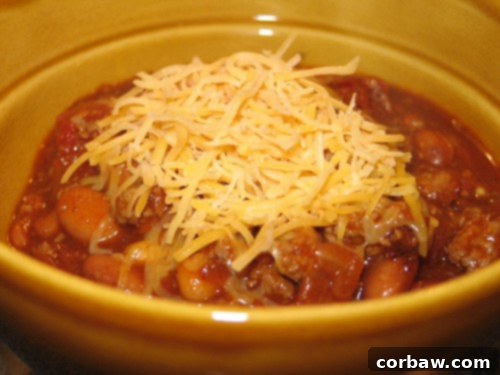 ChiliPatsy - A traditional, homestyle chili in a white bowl, promising comfort.