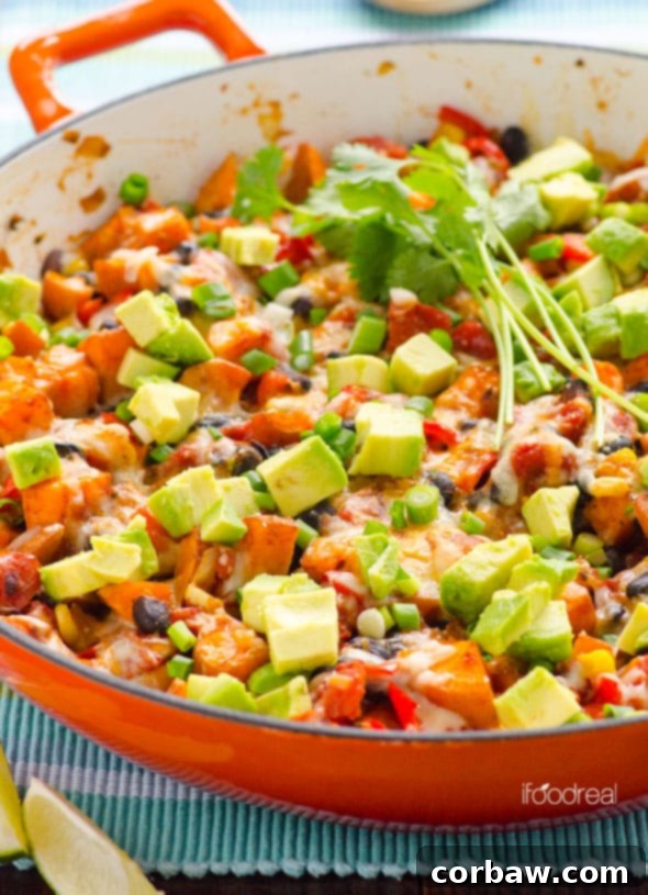 Quick Tex Mex Sweet Potato Skillet | iFoodreal.com - Vibrant and flavorful