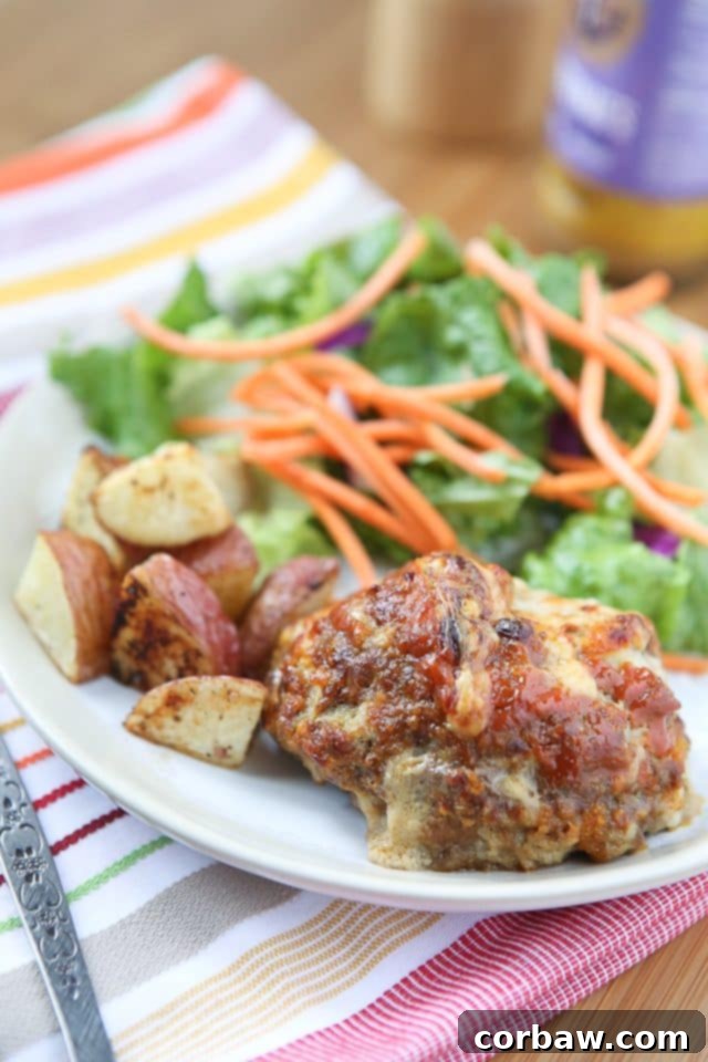 Mini Honey Mustard Meatloaf Recipe Delicious Mini Honey Mustard Meatloaf with roasted potatoes and a side salad, ready for a weeknight dinner.