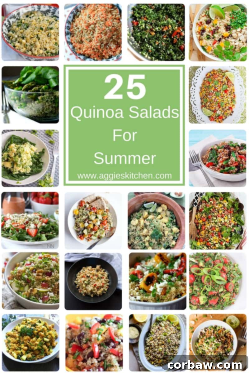 Healthy Quinoa for Summer Days 2 A vibrant selection of 25 healthy quinoa salads, perfect for light summer meals, picnics, and barbecues, showcasing a variety of fresh ingredients and flavors.
