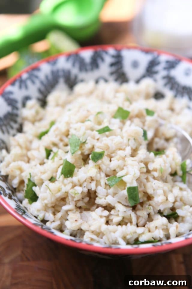 Discover the perfect Cilantro Lime Brown Rice recipe, ideal for any Mexican dish or healthy meal prep. Flavorful, easy, and nutritious! This recipe for Cilantro Lime Brown Rice is a perfect side for any Mexican dish. Use it to fill burritos, top with black beans or eat on its own! Recipe via aggieskitchen.com