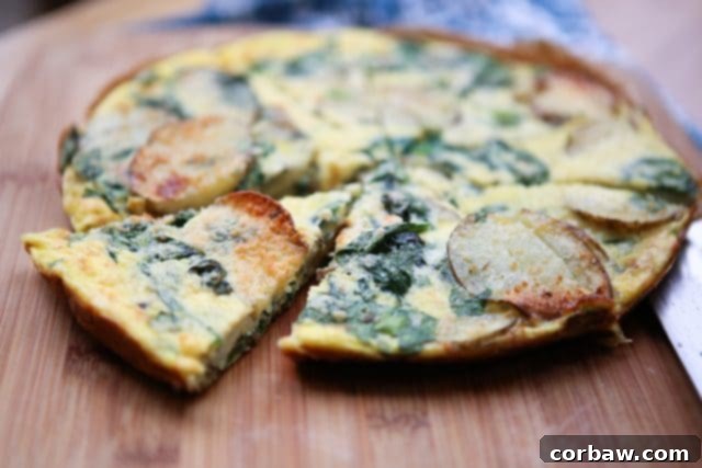 Savory Spinach and Potato Frittata 4 Spinach and Potato Frittata - a few simple ingredients and you have a delicious breakfast, lunch or dinner! Perfect for Meatless Monday! Recipe via aggieskitchen.com