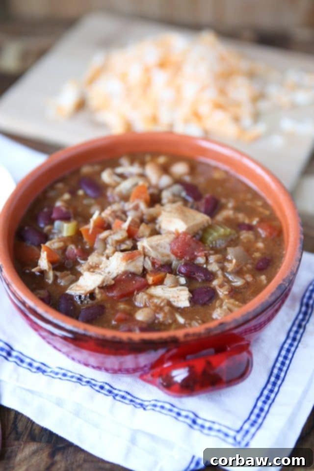 Experience the ultimate comfort food this winter with our Slow Cooker Chicken and Farro Chili – a perfect blend of hearty, healthy ingredients, lean protein, whole grains, and the unmistakable taste of Bush's Chili Beans. A must-try recipe from aggieskitchen.com Warm up this winter with Slow Cooker Chicken and Farro Chili - so hearty & healthy, filled with veggies, lean protein, whole grains and Bush's Chili Beans. Recipe via aggieskitchen.com
