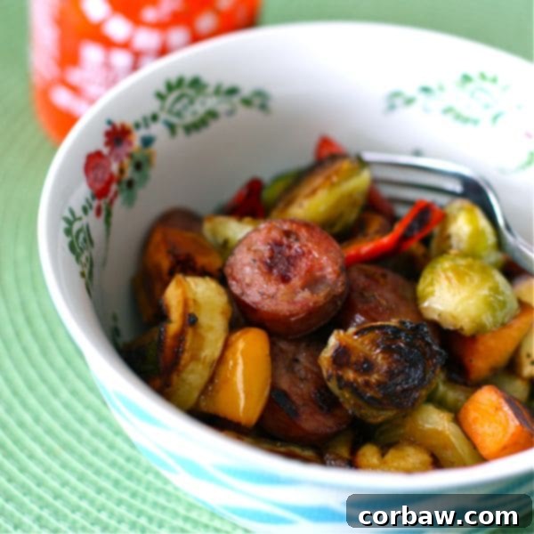 Maple Roasted Fall Vegetables with Chicken-Apple Sausage