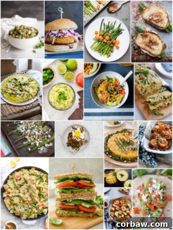 A collage of various spring recipes from seasonal bloggers.
