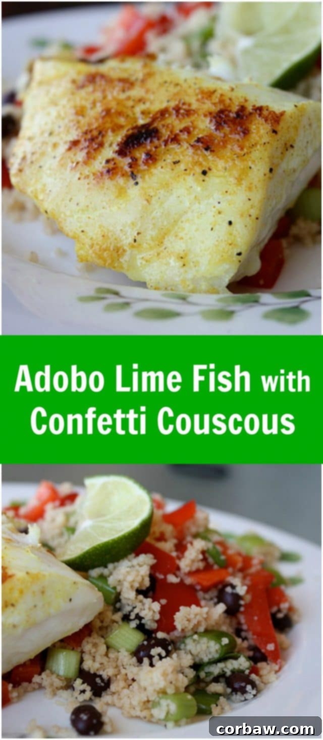 close ups of adobo red snapper and confetti couscous 