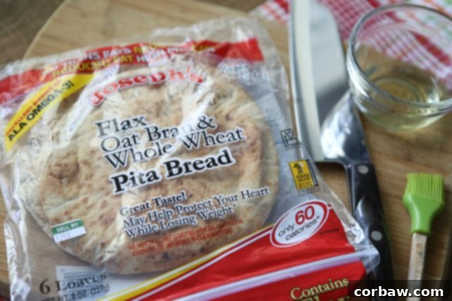 Homemade Baked Pita Chips package of Joseph's Bakery pita bread