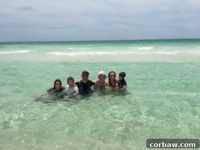 Cherished family memories made on the stunning beaches of 30A, Florida A beautiful family photo enjoying a sunset or golden hour at the beach on 30A