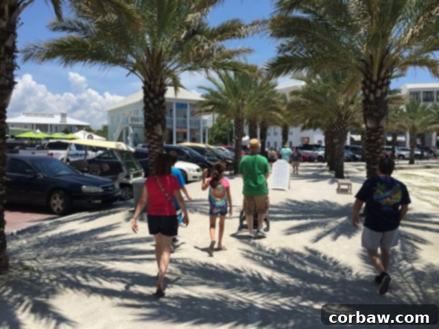 Enjoying gourmet food trucks and Airstreams in the heart of Seaside, 30A A vibrant food truck and vintage Airstream scene in Seaside's bustling town center