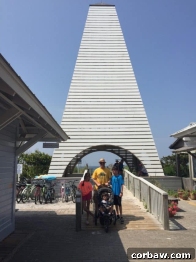 Iconic architecture of Seaside, a master-planned community on 30A Architectural detail of a charming building in Seaside, Florida, reflecting its unique design