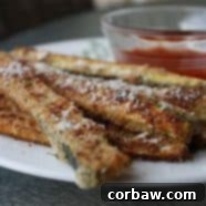 baked parmesan zucchini sticks recipe card image