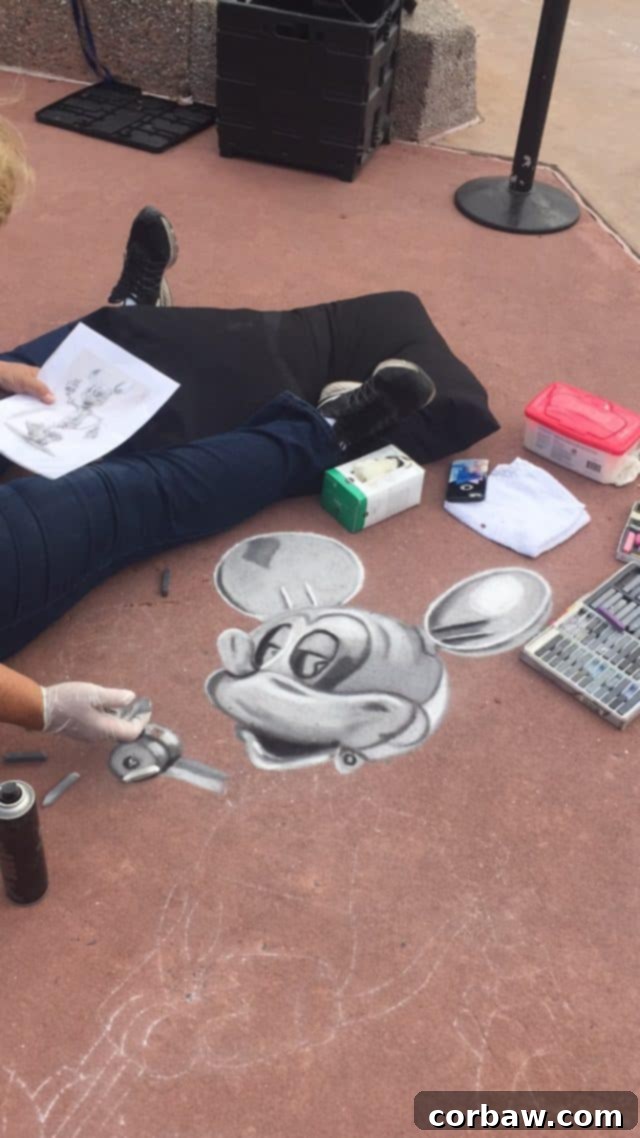 Epcot's Global Canvas 2018 11 Professional chalk art demonstration