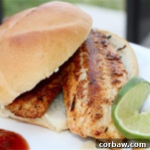 Blackened Tilapia Sandwich with Cilantro Lime Mayonnaise