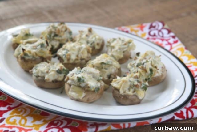 Touchdown Treats: Healthy Super Bowl Appetizers 9 artichoke stuffed mushrooms vegetarian