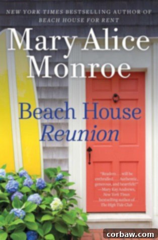 Book cover for Beach House Reunion by Mary Alice Monroe, featuring a coastal scene with a lighthouse