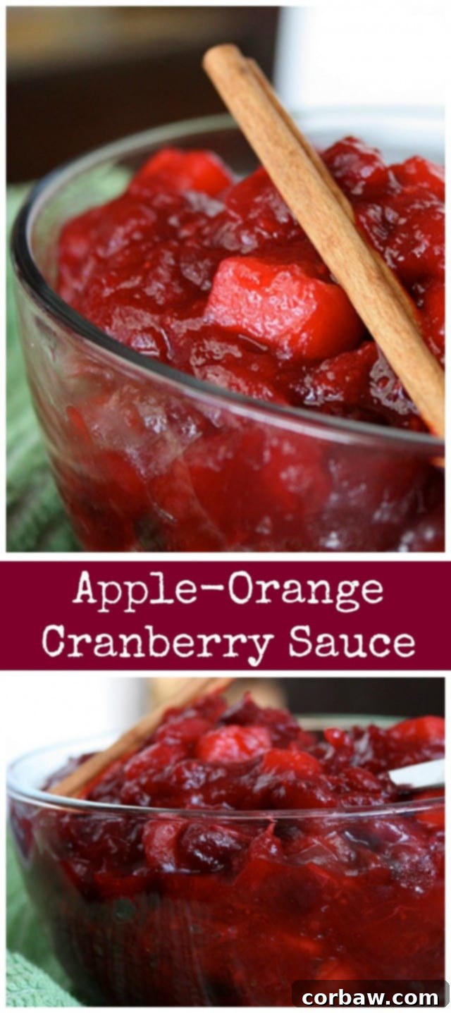 A fresh, homemade Apple-Orange Cranberry Sauce, a delicious and easy twist on traditional Thanksgiving side dishes.