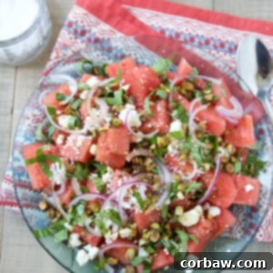 A small image of the Watermelon Feta Salad with Basil, perfect for printing.