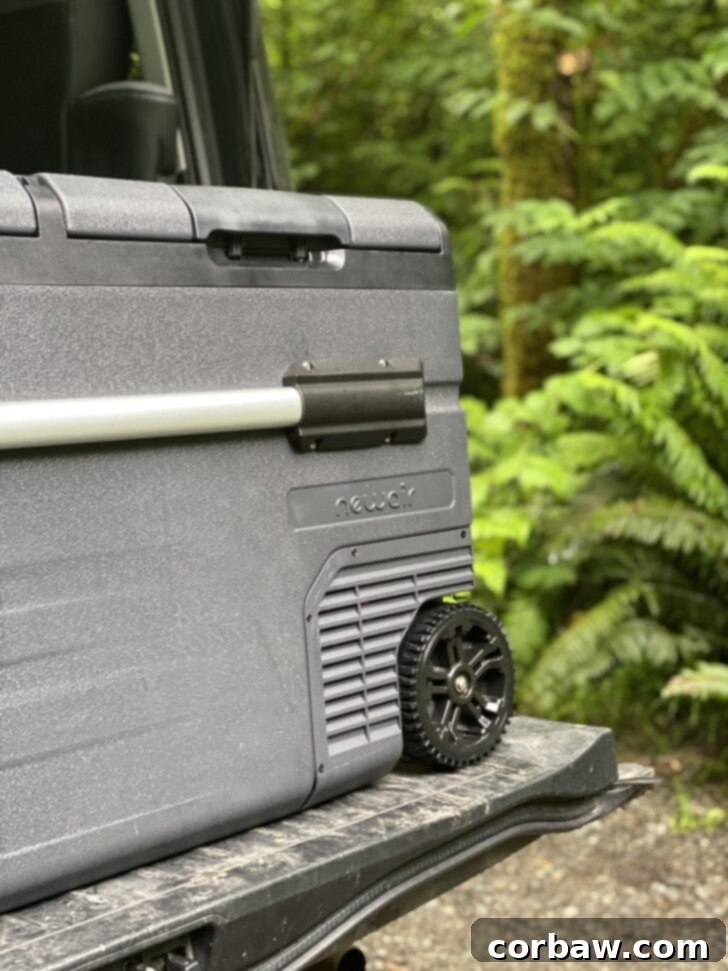 Adventure-Ready Cooling: Newair 115 Qt. Portable 12V Electric Cooler Review 3 Newair cooler in back of car at campground