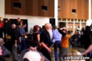 People dancing at the microbrew festival, including the 'old man dancing'