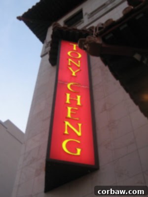 The vibrant and inviting entrance to Tony Cheng's restaurant, located in D.C.'s bustling Chinatown