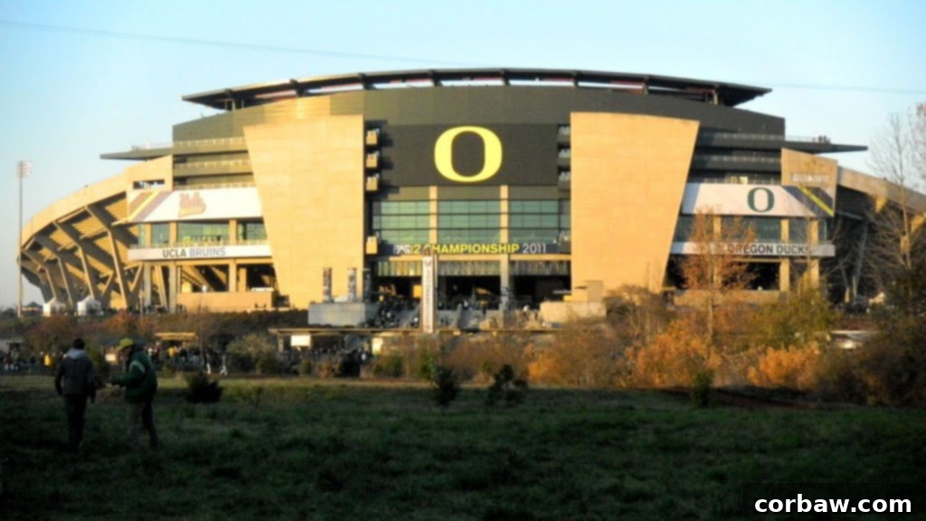 Autzen Stadium during the PAC-12 Championship Game, filled with cheering fans