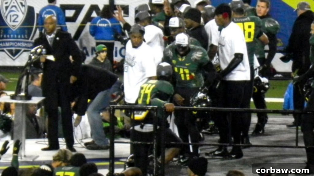 The shining PAC-12 Championship trophy on display