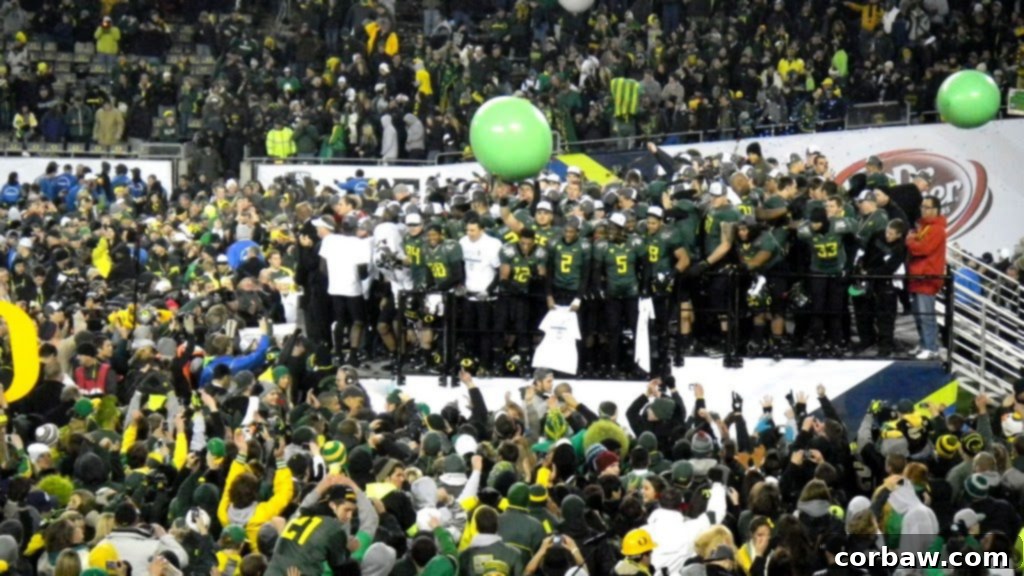 Excited fans and players jubilantly celebrating post-game