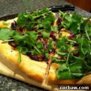 Golden Caramelized Onion and Arugula White Pizza 2 img 2244 3