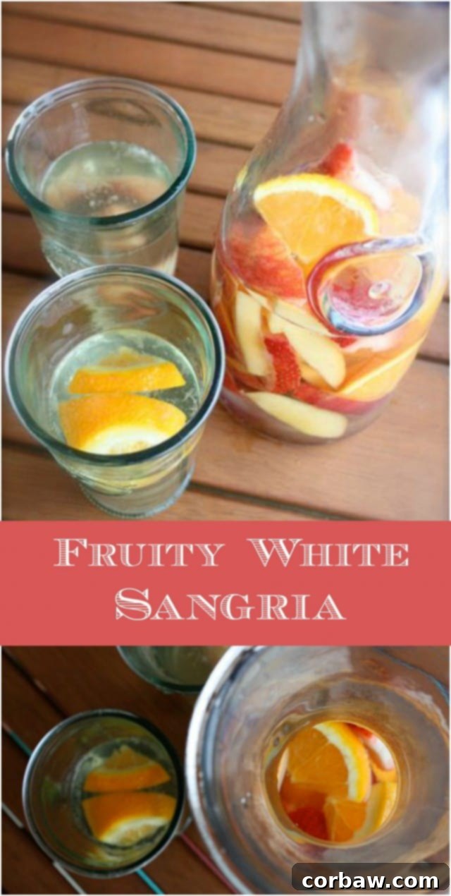 Summer White Sangria - a simple, fruity wine cocktail perfect for sharing on a warm summer afternoon!
