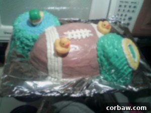 A beautifully decorated cake, possibly themed for a sports event.